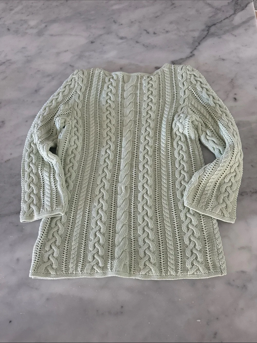 Ralph Lauren mint cotton Cable-Knit Crewneck tunic Sweater - Picture 4 of 7
